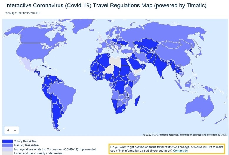 Travel regulations map (corona)
